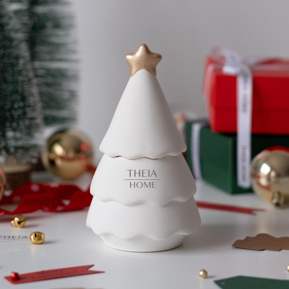 Yeni Yıl Temalı Çam Ağacı Figürlü Dekoratif Mum Obje