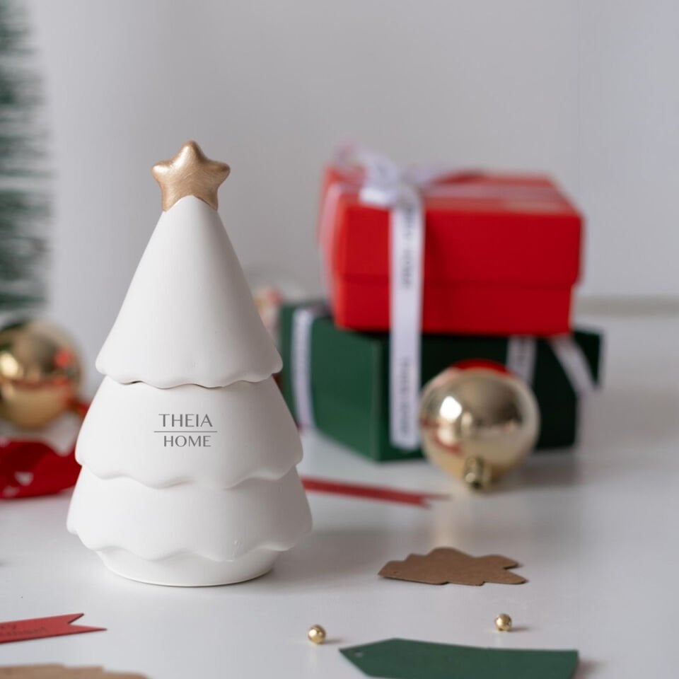 Yeni Yıl Temalı Çam Ağacı Figürlü Dekoratif Mum Obje