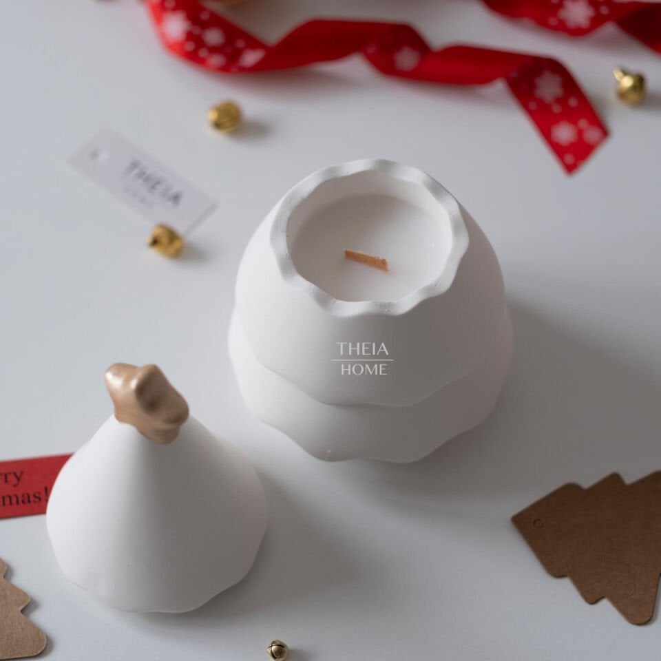 Yeni Yıl Temalı Çam Ağacı Figürlü Dekoratif Mum Obje