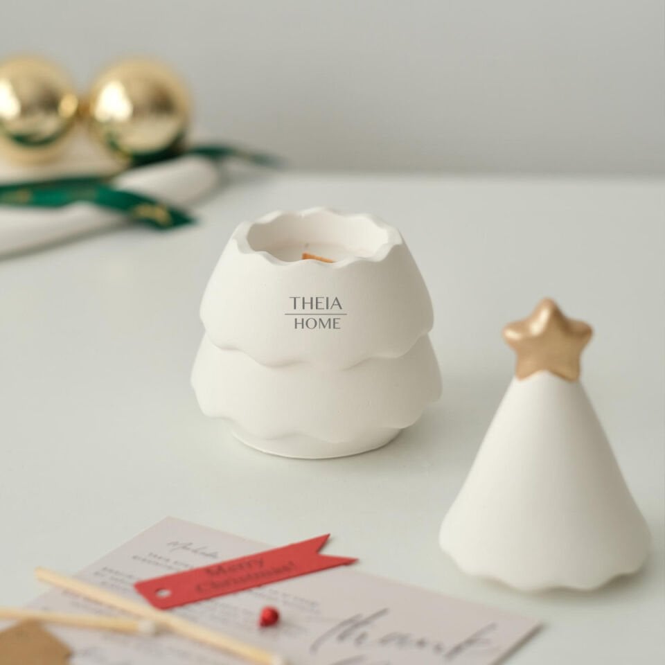 Yeni Yıl Temalı Çam Ağacı Figürlü Dekoratif Mum Obje