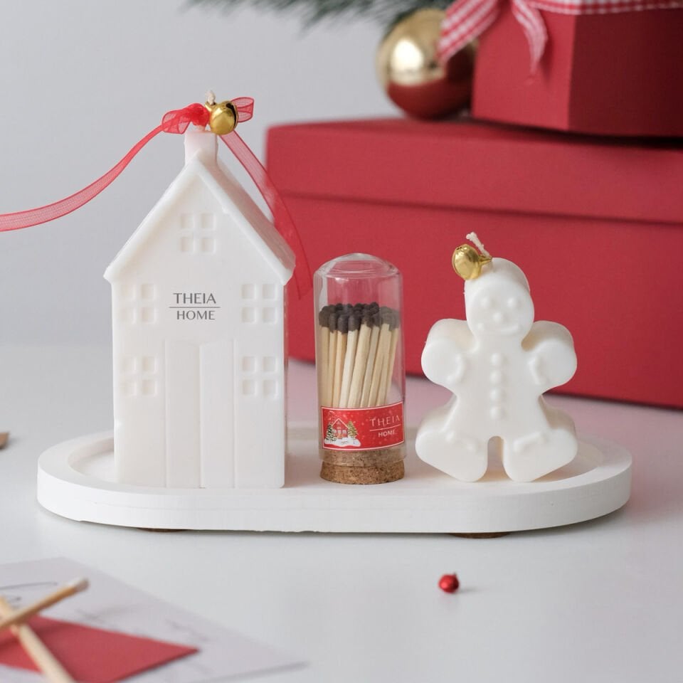 Yeni Yıl Hediye Seti – 10 / Mum & Kibrit & Büyük Oval Tabak