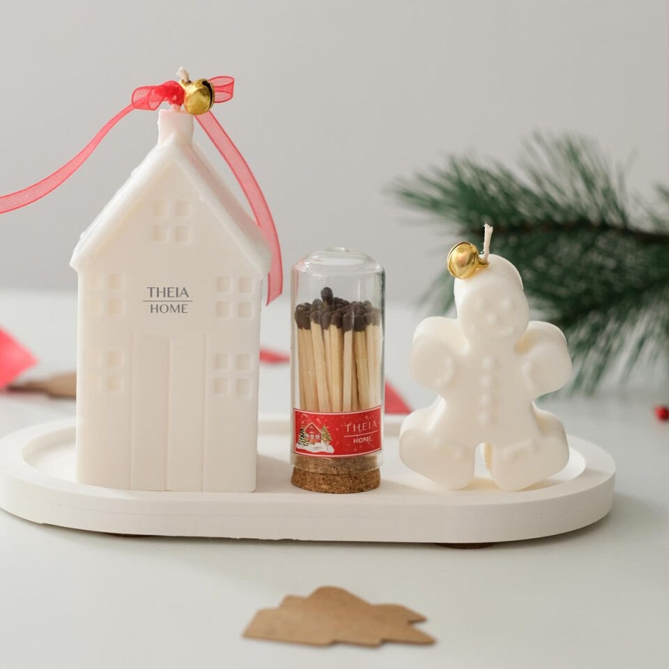 Yeni Yıl Hediye Seti – 10 / Mum & Kibrit & Büyük Oval Tabak