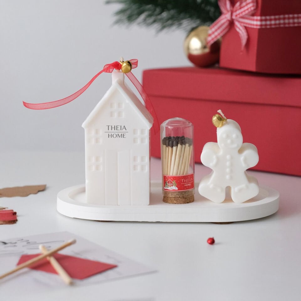 Yeni Yıl Hediye Seti – 10 / Mum & Kibrit & Büyük Oval Tabak