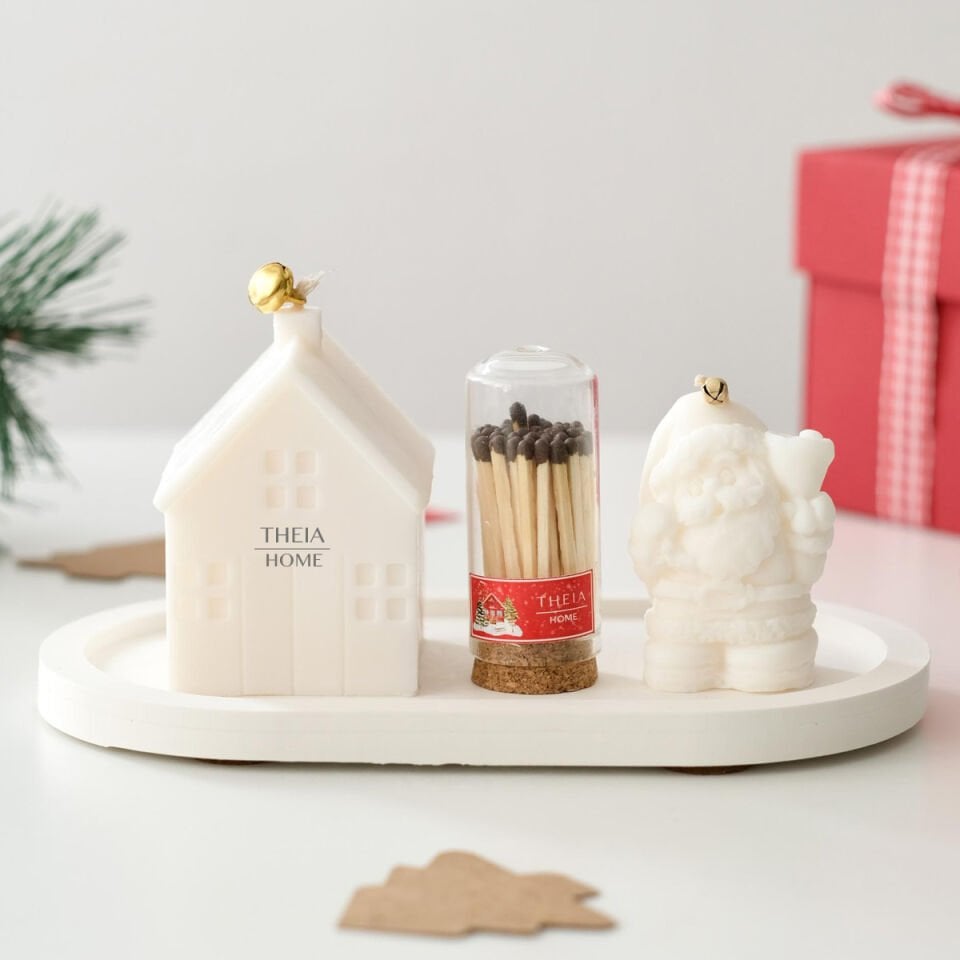 Yeni Yıl Hediye Seti – 9 / Mum & Kibrit & Büyük Oval Tabak