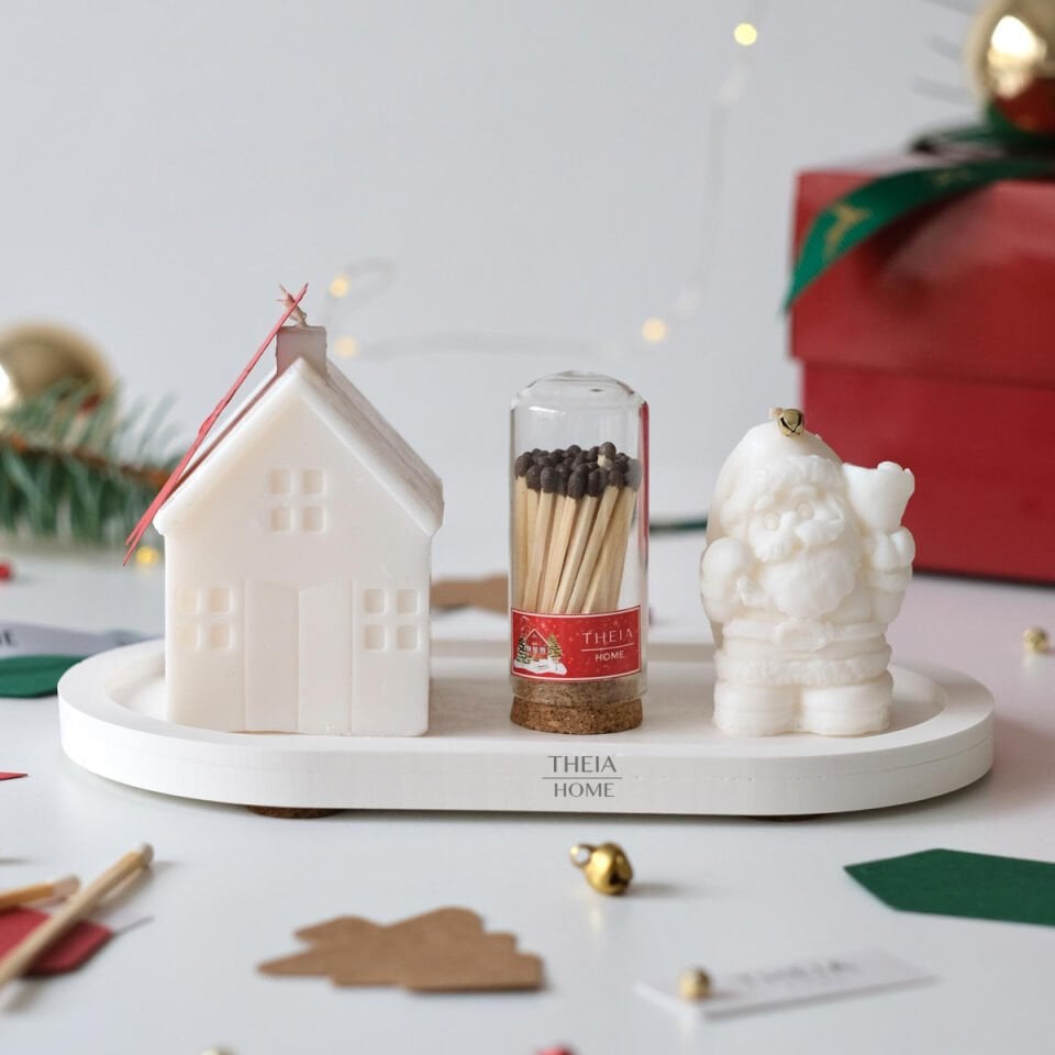 Yeni Yıl Hediye Seti – 9 / Mum & Kibrit & Büyük Oval Tabak