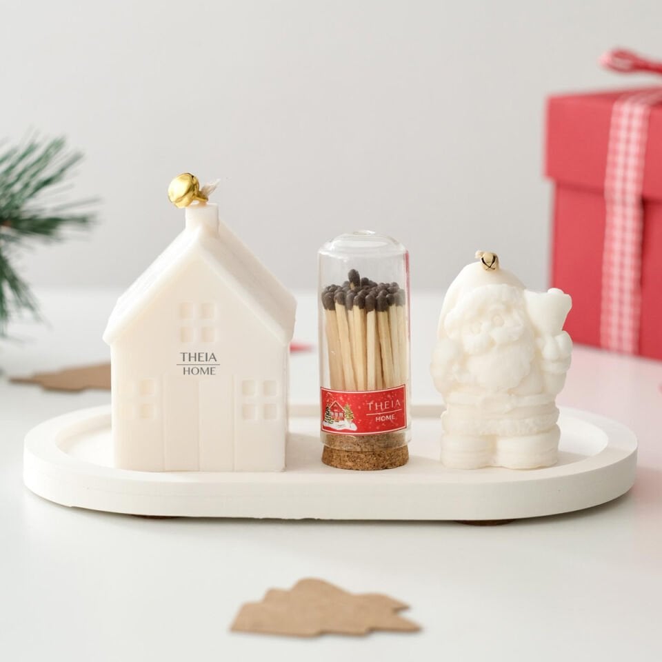 Yeni Yıl Hediye Seti – 9 / Mum & Kibrit & Büyük Oval Tabak