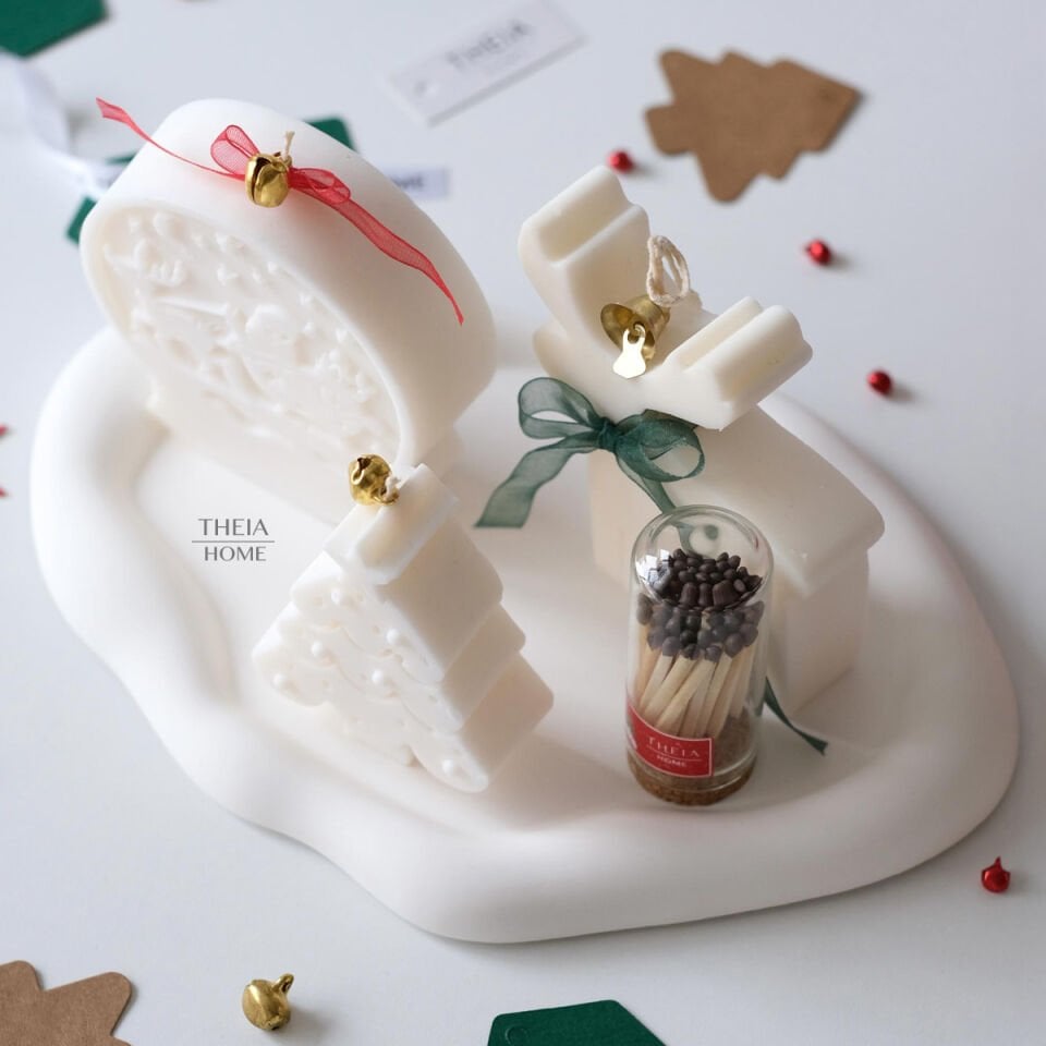 Yeni Yıl Hediye Seti - 4 / Mum & Kibrit & Bulut Tabak