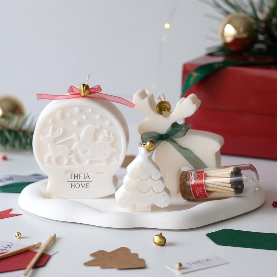 Yeni Yıl Hediye Seti - 4 / Mum & Kibrit & Bulut Tabak