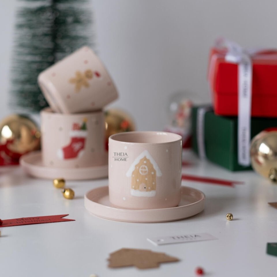 Yeni Yıl Temalı Seramik Fincan & Tabak Seti