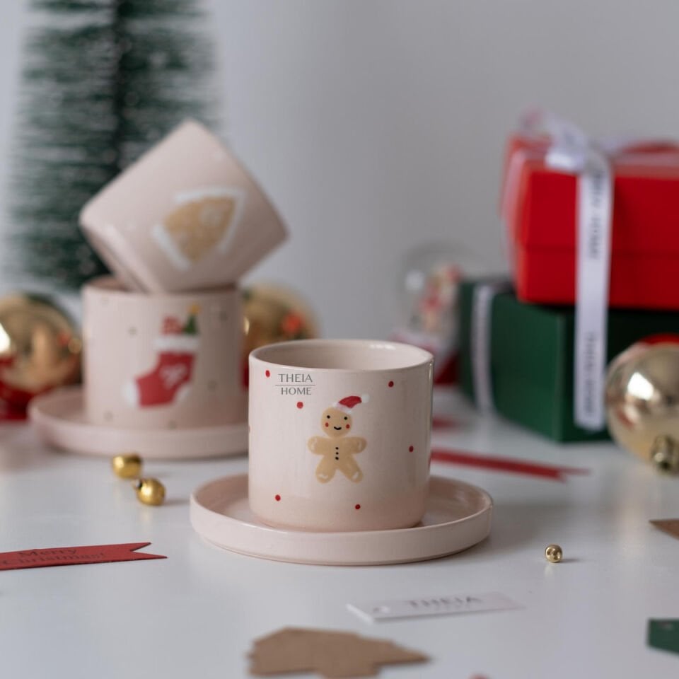 Yeni Yıl Temalı Seramik Fincan & Tabak Seti