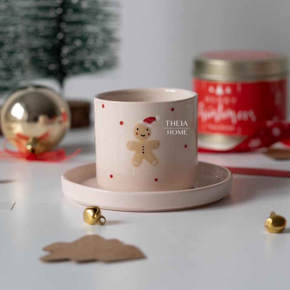 Yeni Yıl Temalı Seramik Fincan & Tabak Seti