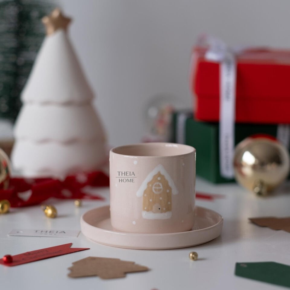 Yeni Yıl Temalı Seramik Fincan & Tabak Seti