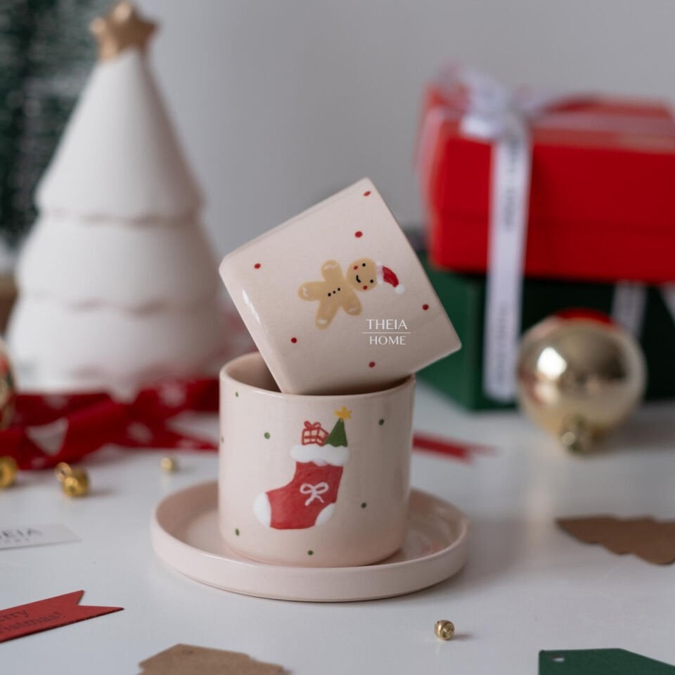 Yeni Yıl Temalı Seramik Fincan & Tabak Seti