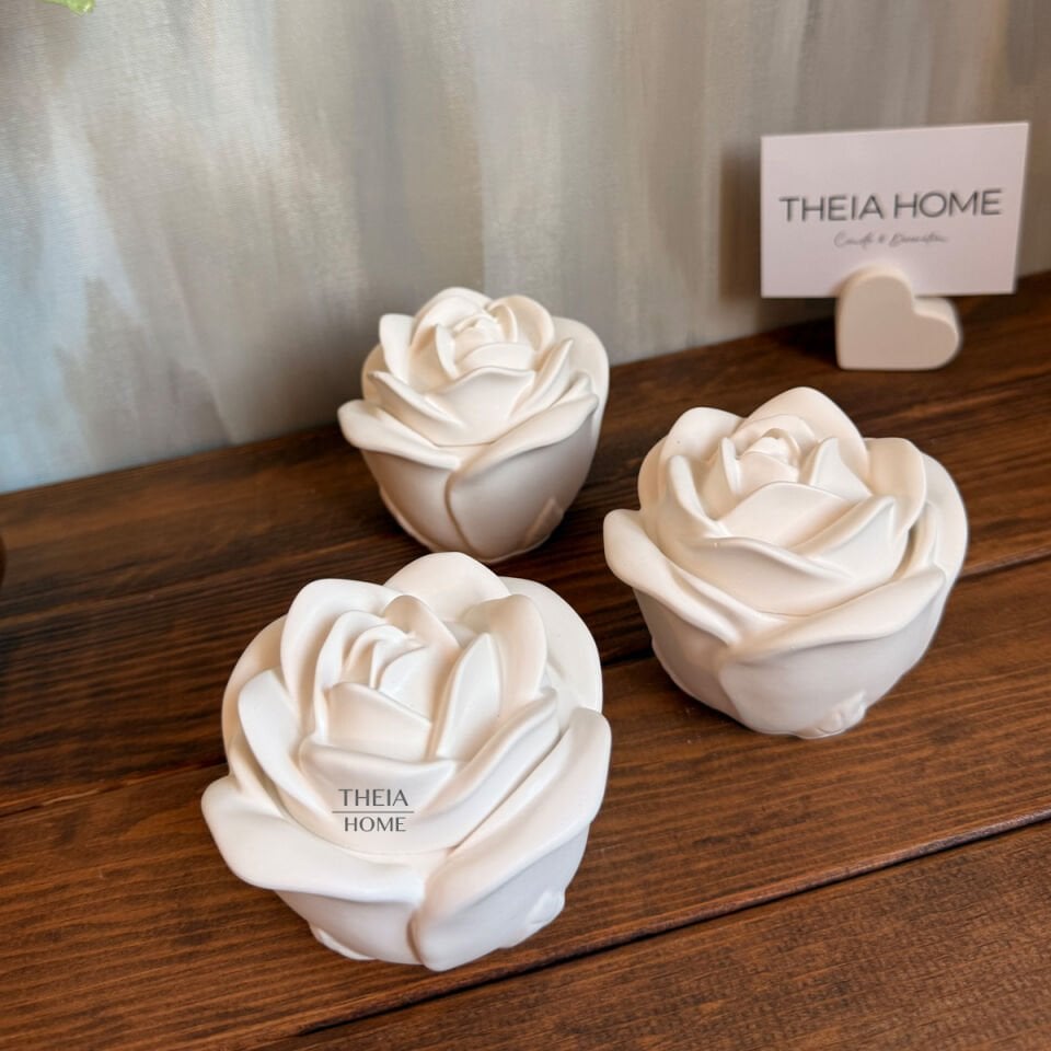 Gül Model Kapaklı Dekoratif Vegan Soya Mum