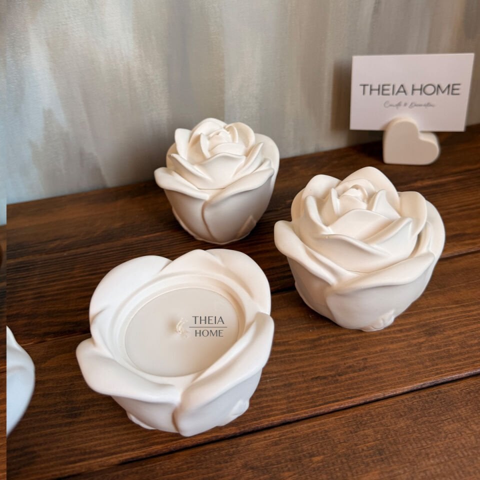 Gül Model Kapaklı Dekoratif Vegan Soya Mum