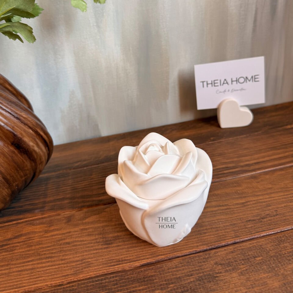 Gül Model Kapaklı Dekoratif Vegan Soya Mum