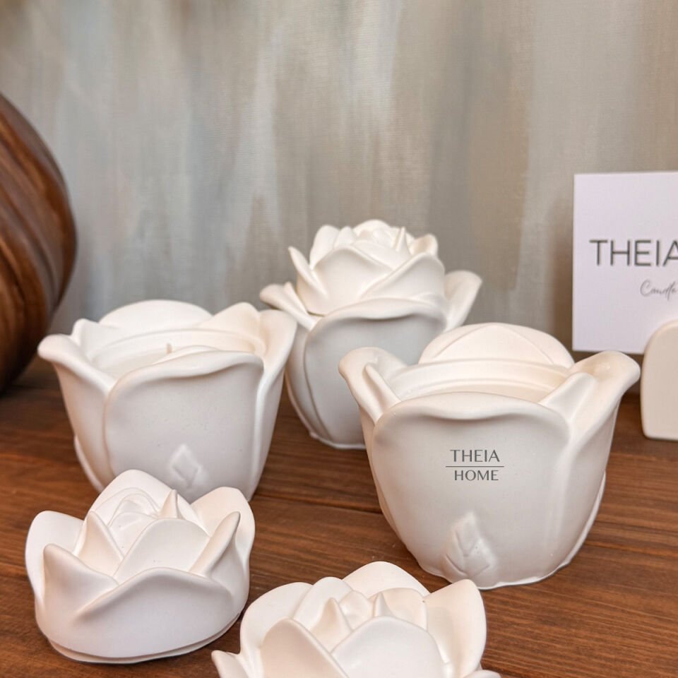 Gül Model Kapaklı Dekoratif Vegan Soya Mum