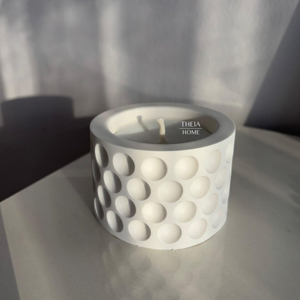 Modern Beton Saksıda Vanilya Esanslı  Soya Mum