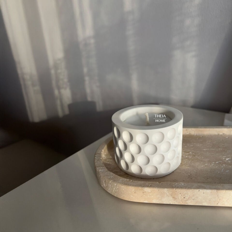 Modern Beton Saksıda Vanilya Esanslı  Soya Mum