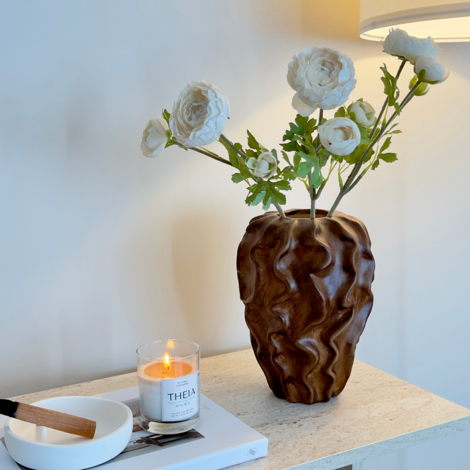 Seramik Dalga Model Ahşap Görünümlü Vazo