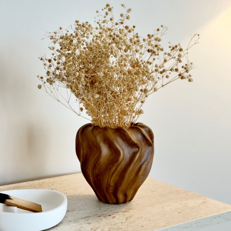 Seramik Burgu Model Ahşap Görünümlü Vazo