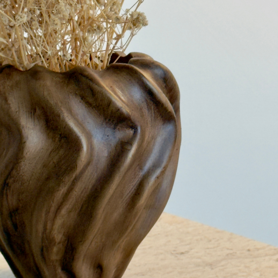 Seramik Burgu Model Ahşap Görünümlü Vazo