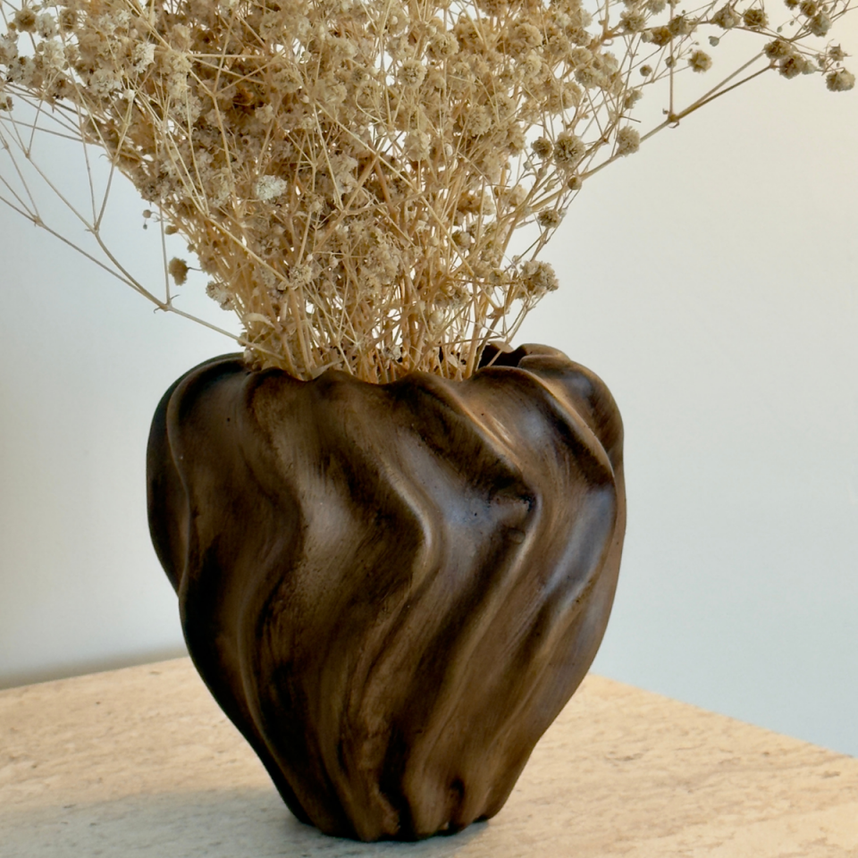 Seramik Burgu Model Ahşap Görünümlü Vazo