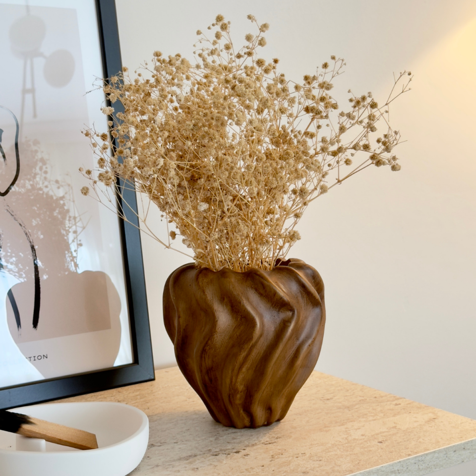 Seramik Burgu Model Ahşap Görünümlü Vazo