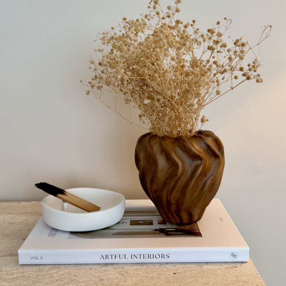 Seramik Burgu Model Ahşap Görünümlü Vazo