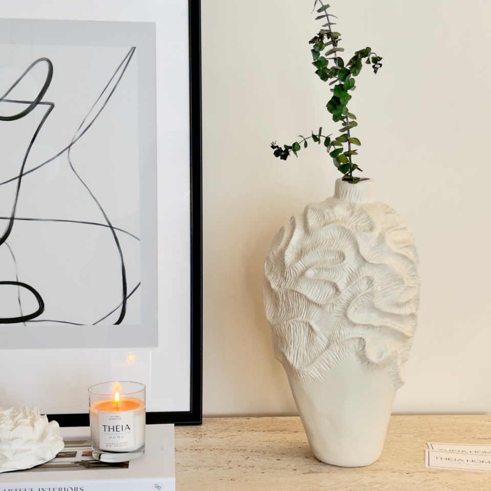 Seramik Mercan Model Bej Renk Vazo