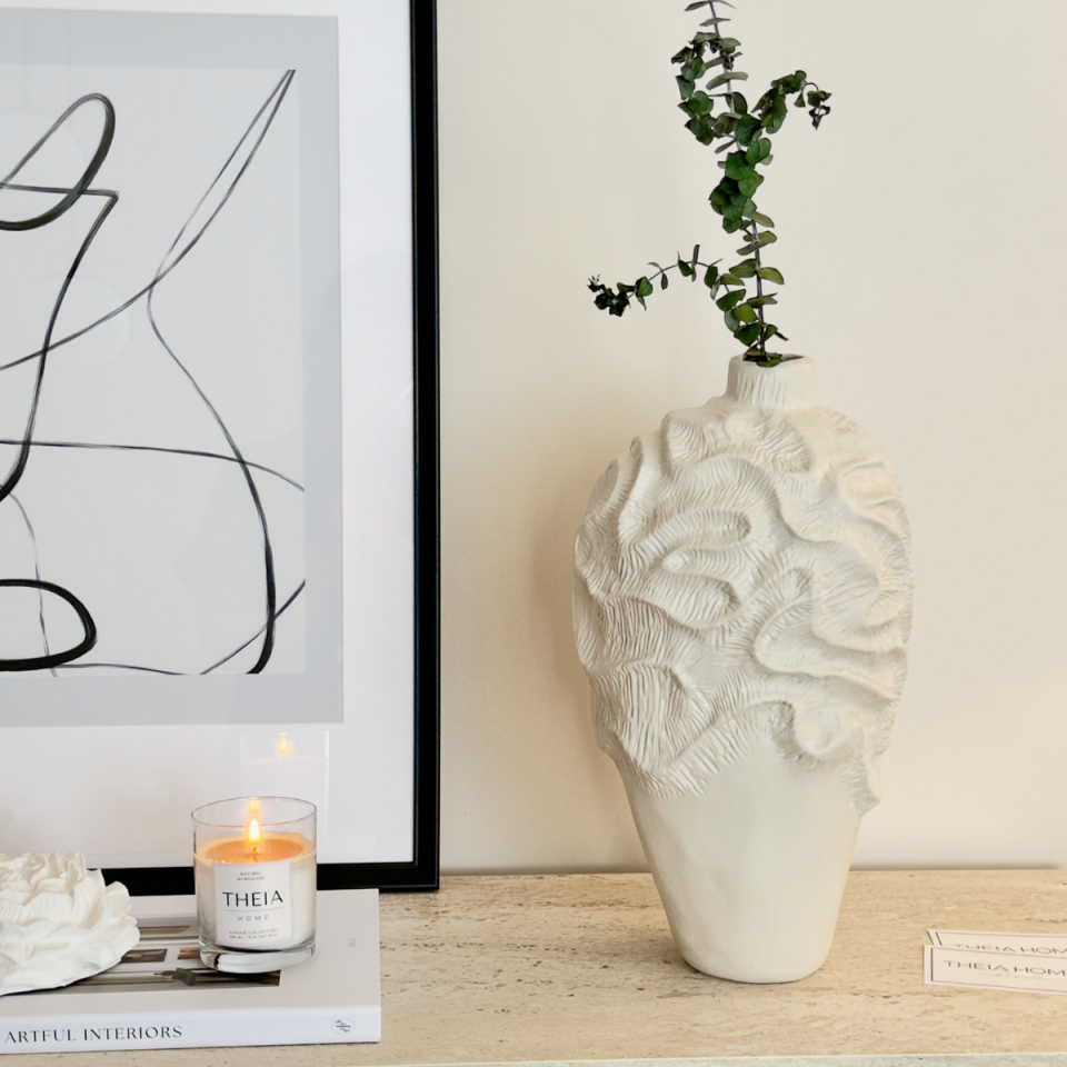 Seramik Mercan Model Bej Renk Vazo