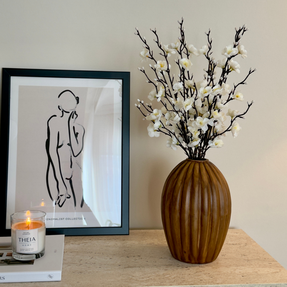 Seramik Kayın Model Ahşap Görünümlü Vazo