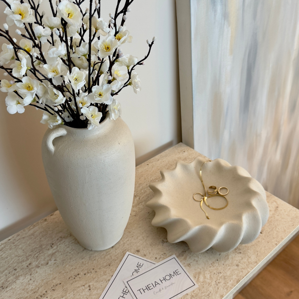 Seramik Sarmaşık Model Bej Renk Dekoratif Obje