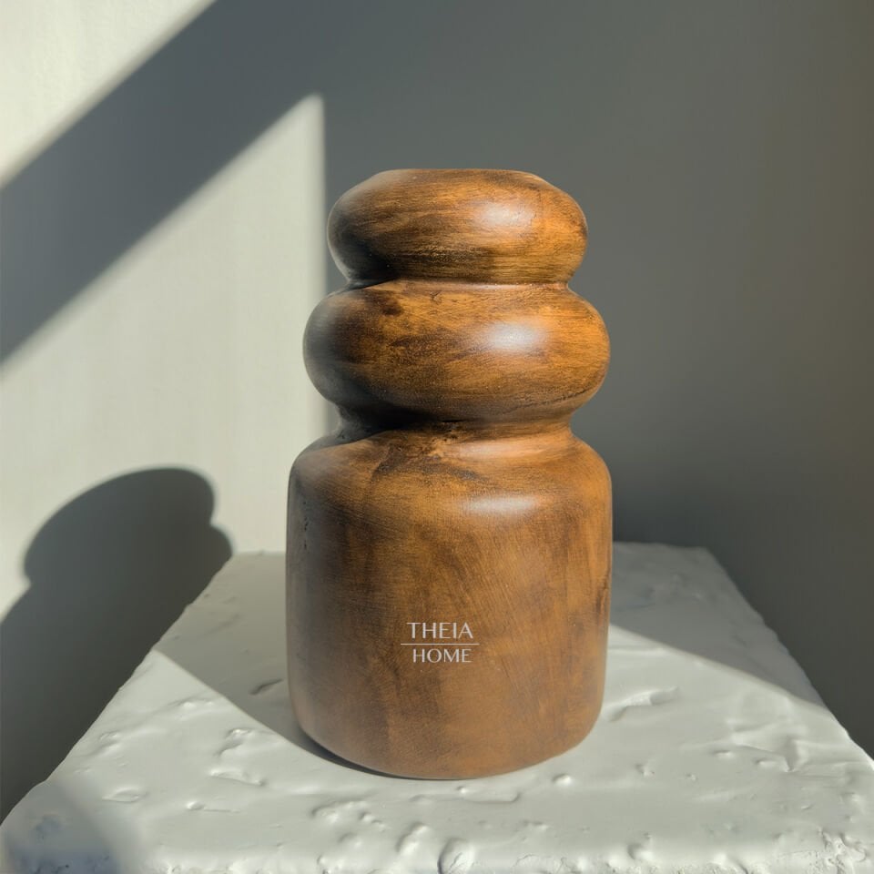 Seramik Ahşap Görünümlü Dekoratif Vazo