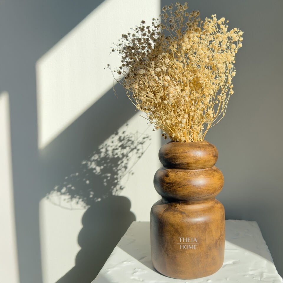 Seramik Ahşap Görünümlü Dekoratif Vazo