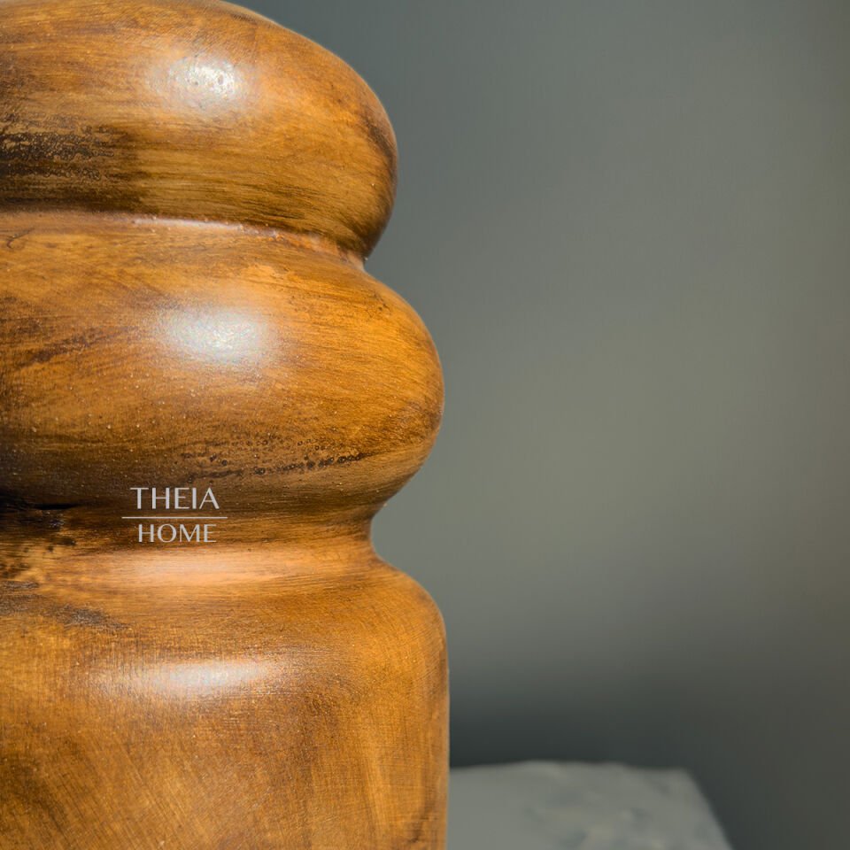 Seramik Ahşap Görünümlü Dekoratif Vazo