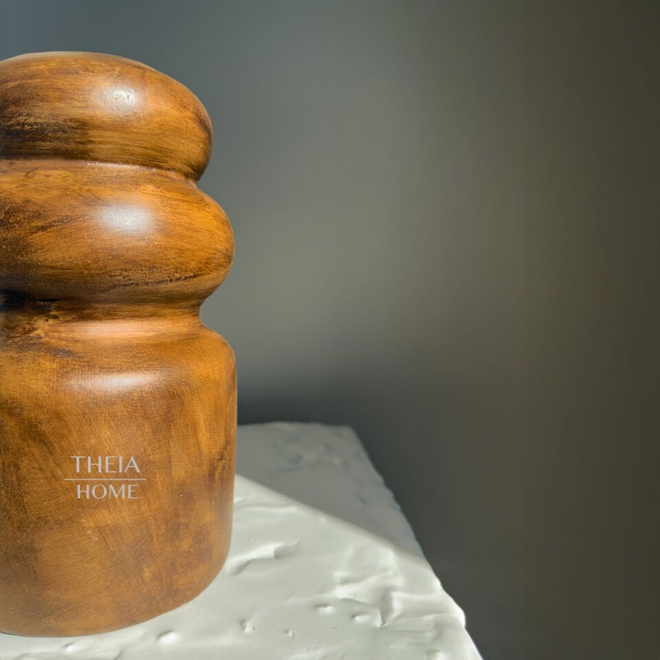 Seramik Ahşap Görünümlü Dekoratif Vazo