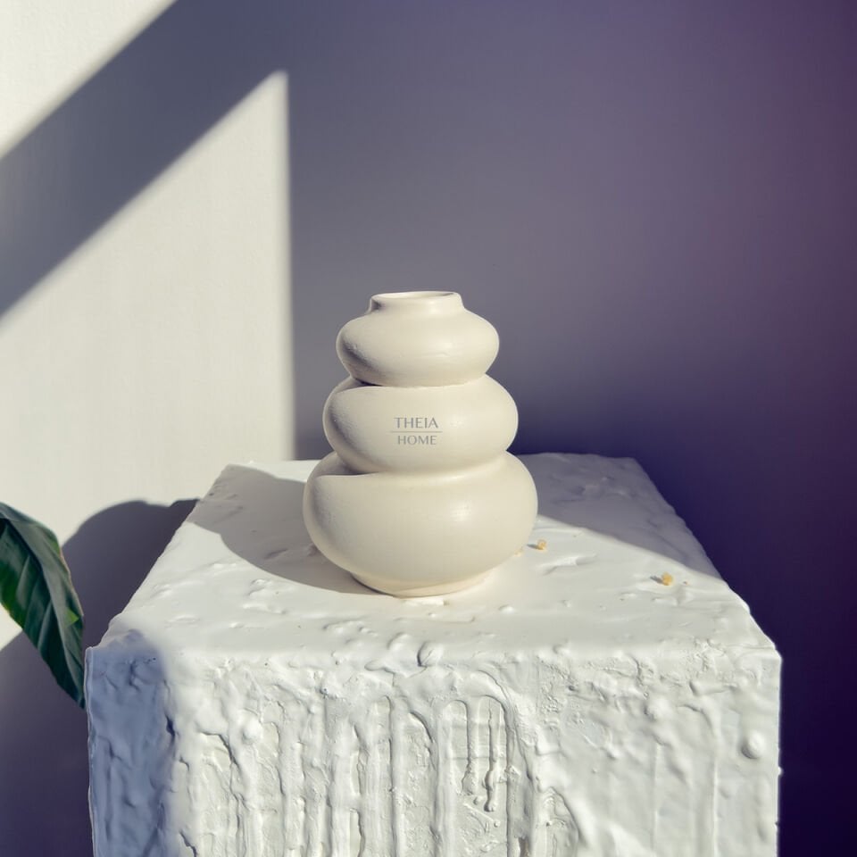 Seramik Üç Katmanlı Bej Renk Vazo