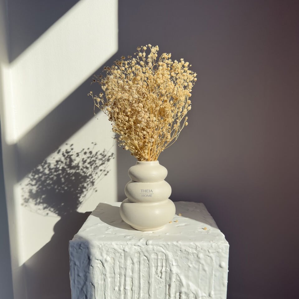 Seramik Üç Katmanlı Bej Renk Vazo