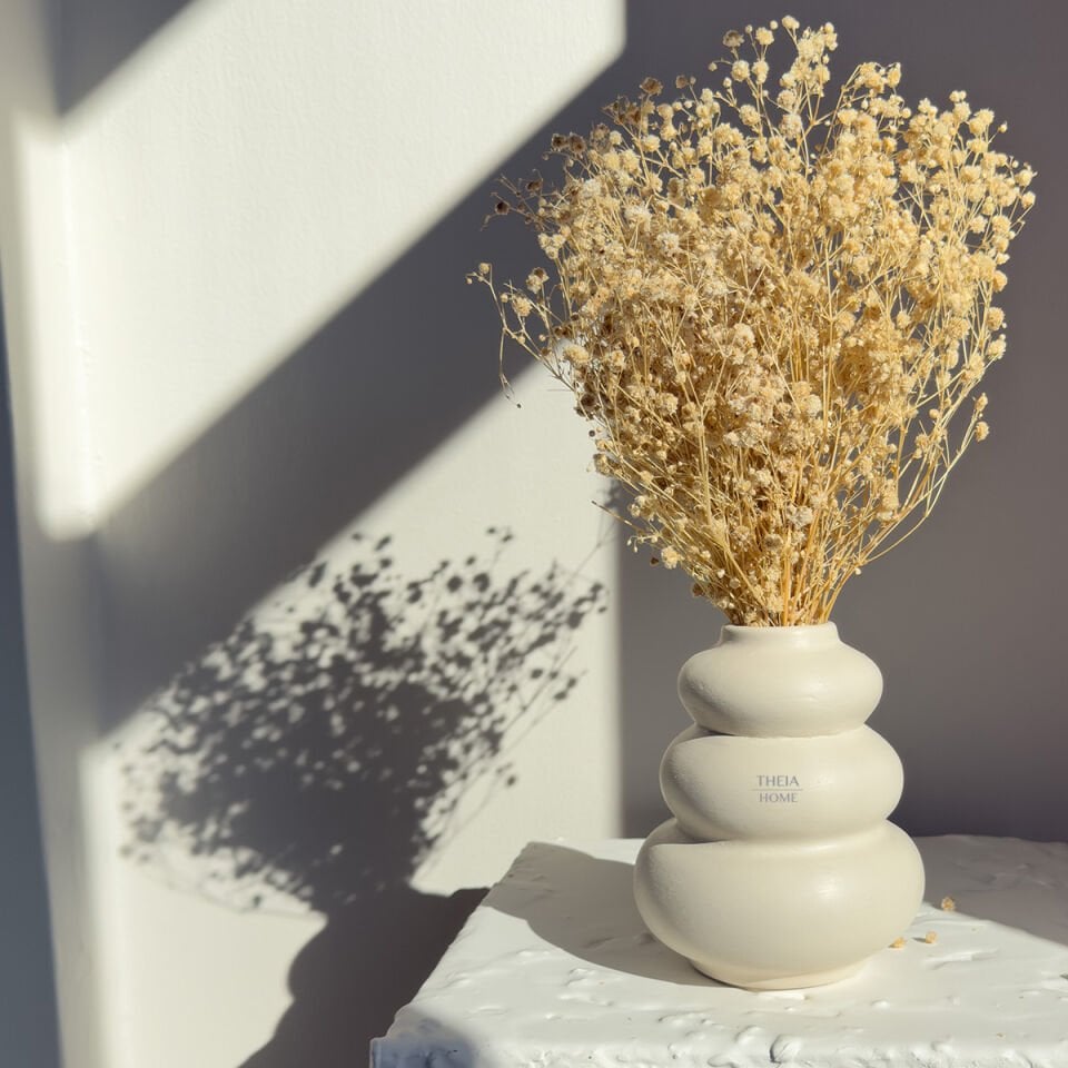 Seramik Üç Katmanlı Bej Renk Vazo