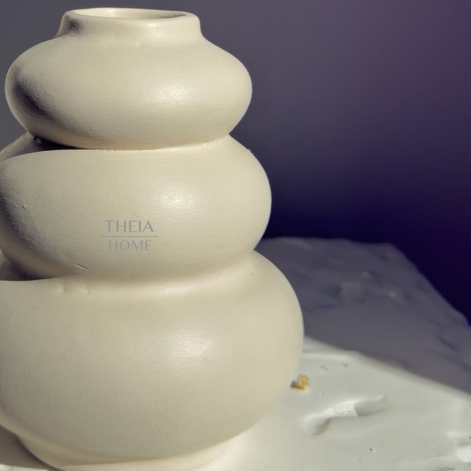 Seramik Üç Katmanlı Bej Renk Vazo