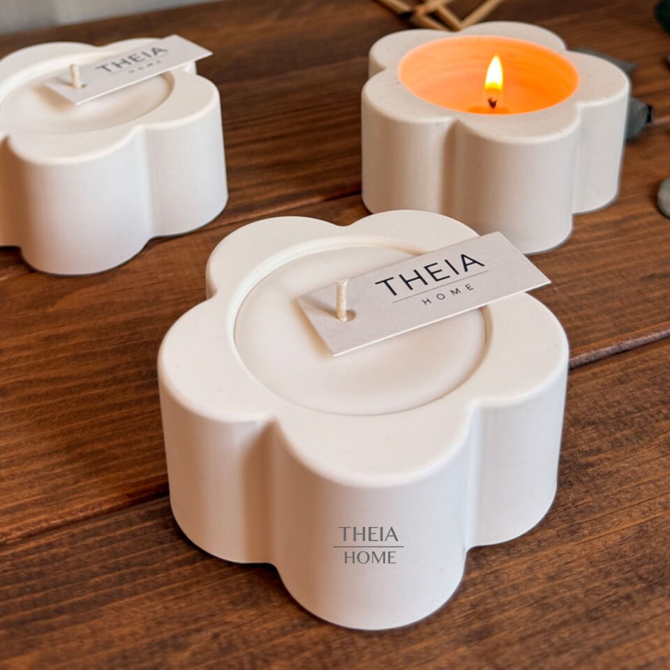 2’li Çiçek Model Vanilya Kokulu Mum Seti