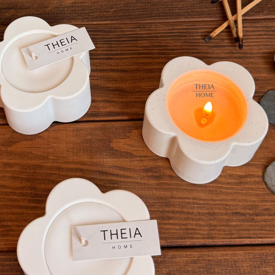 2’li Çiçek Model Vanilya Kokulu Mum Seti