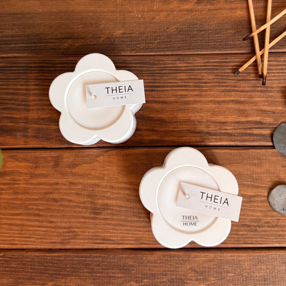 2’li Çiçek Model Vanilya Kokulu Mum Seti