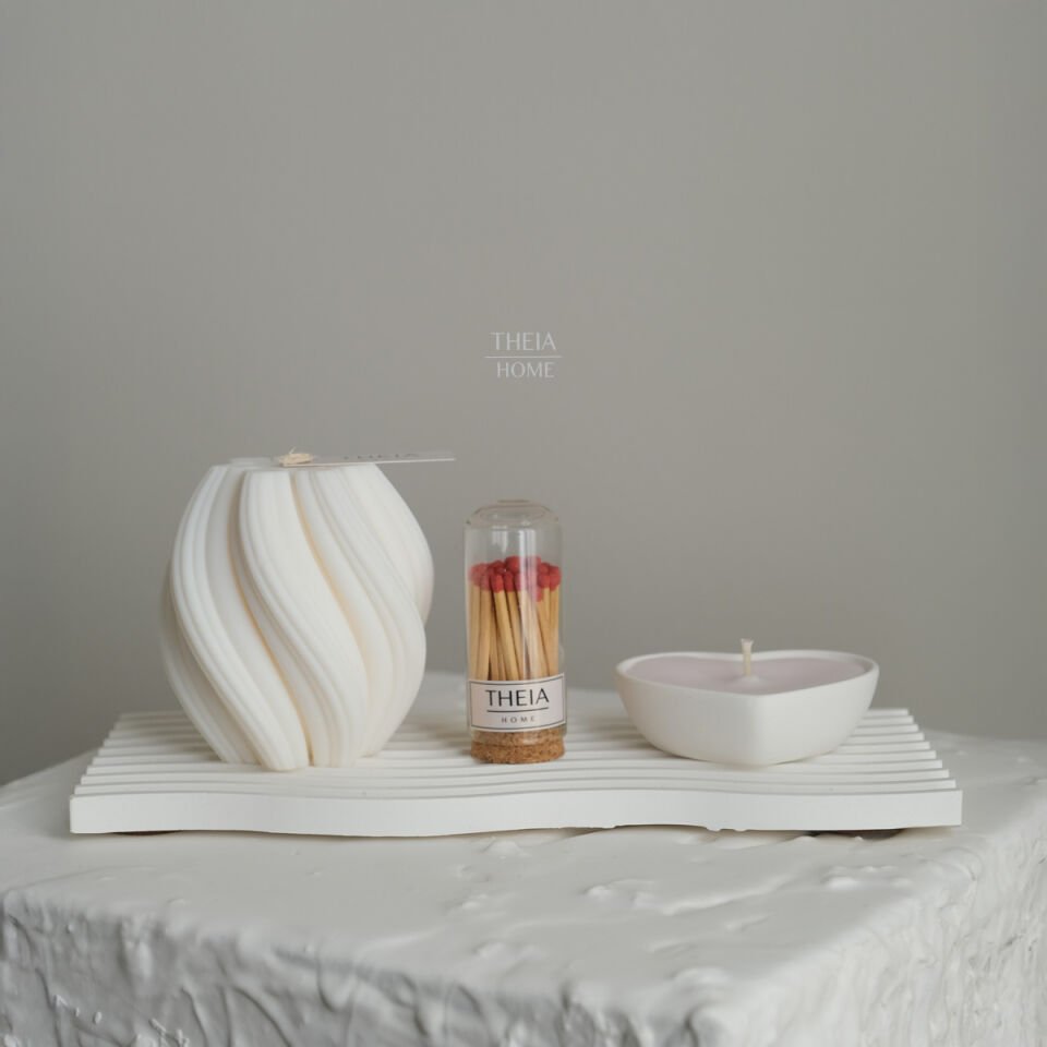 4’lü Soya Mum & Tabak Set – Pembe Kalp