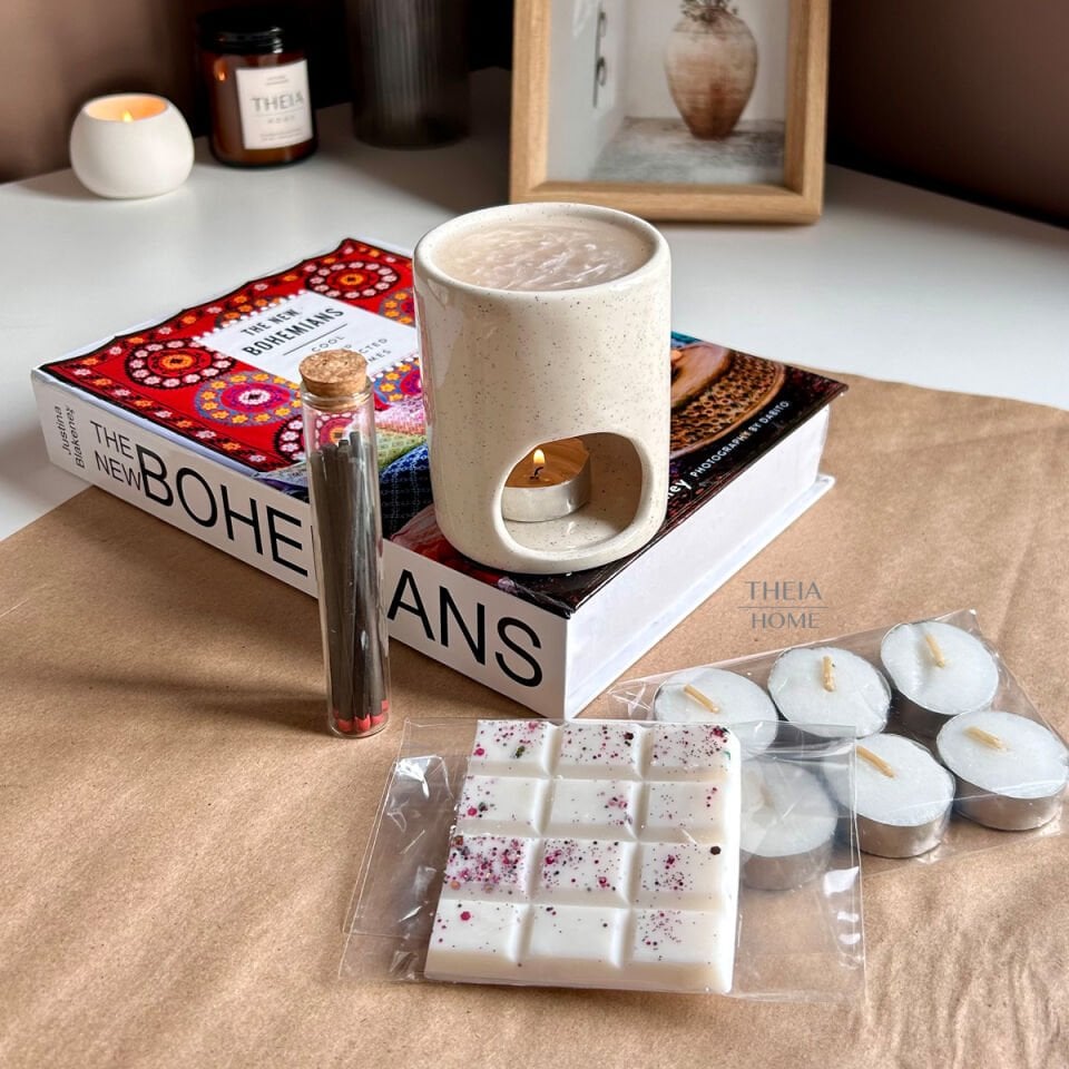 Buhurdanlık ve Tealight Mum Seti – Siyah Kibritli