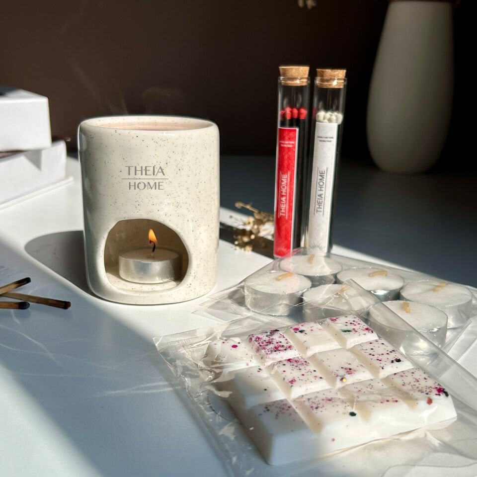 Buhurdanlık ve Tealight Mum Seti – Siyah Kibritli