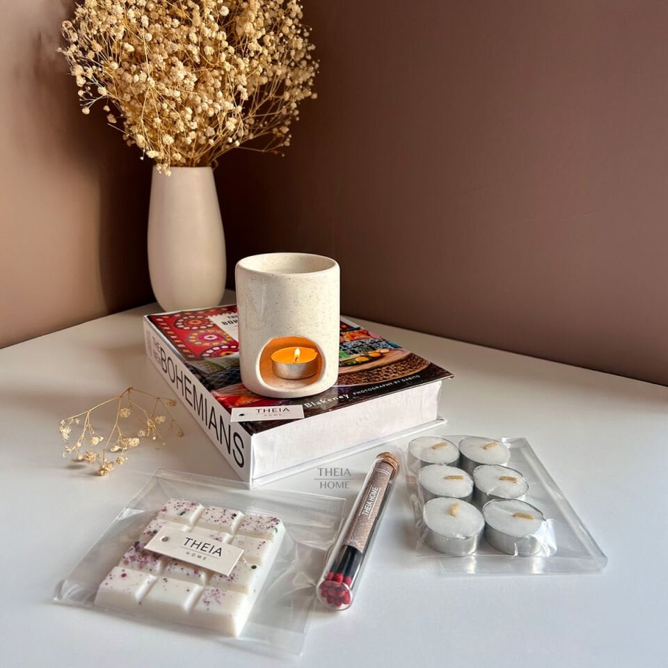 Buhurdanlık ve Tealight Mum Seti – Siyah Kibritli