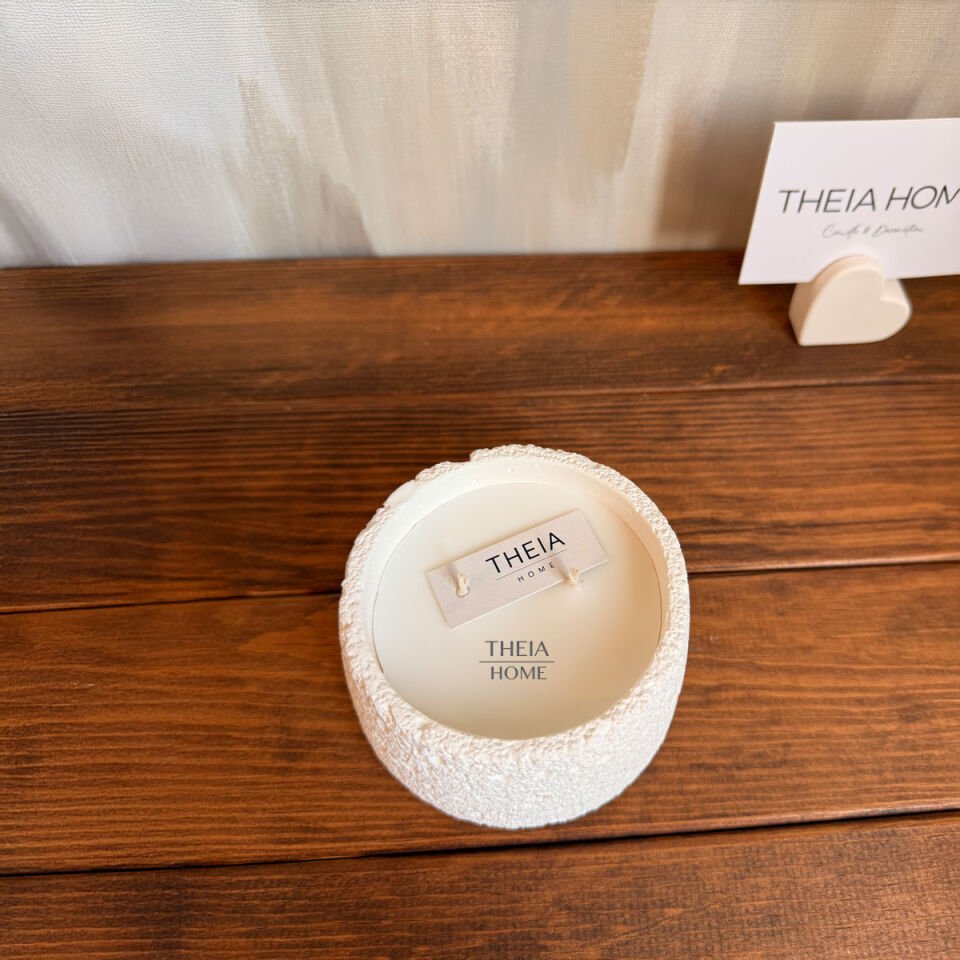 Büyük Dokulu Taş Doğal Renk Soya Mumu – Vanilya Kokulu