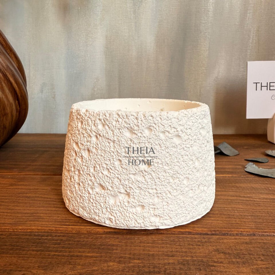 Büyük Dokulu Taş Doğal Renk Soya Mumu – Vanilya Kokulu